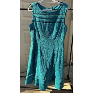 Adrianna Papell Teal Lace Sleeveless A-Line Dress Size 16
